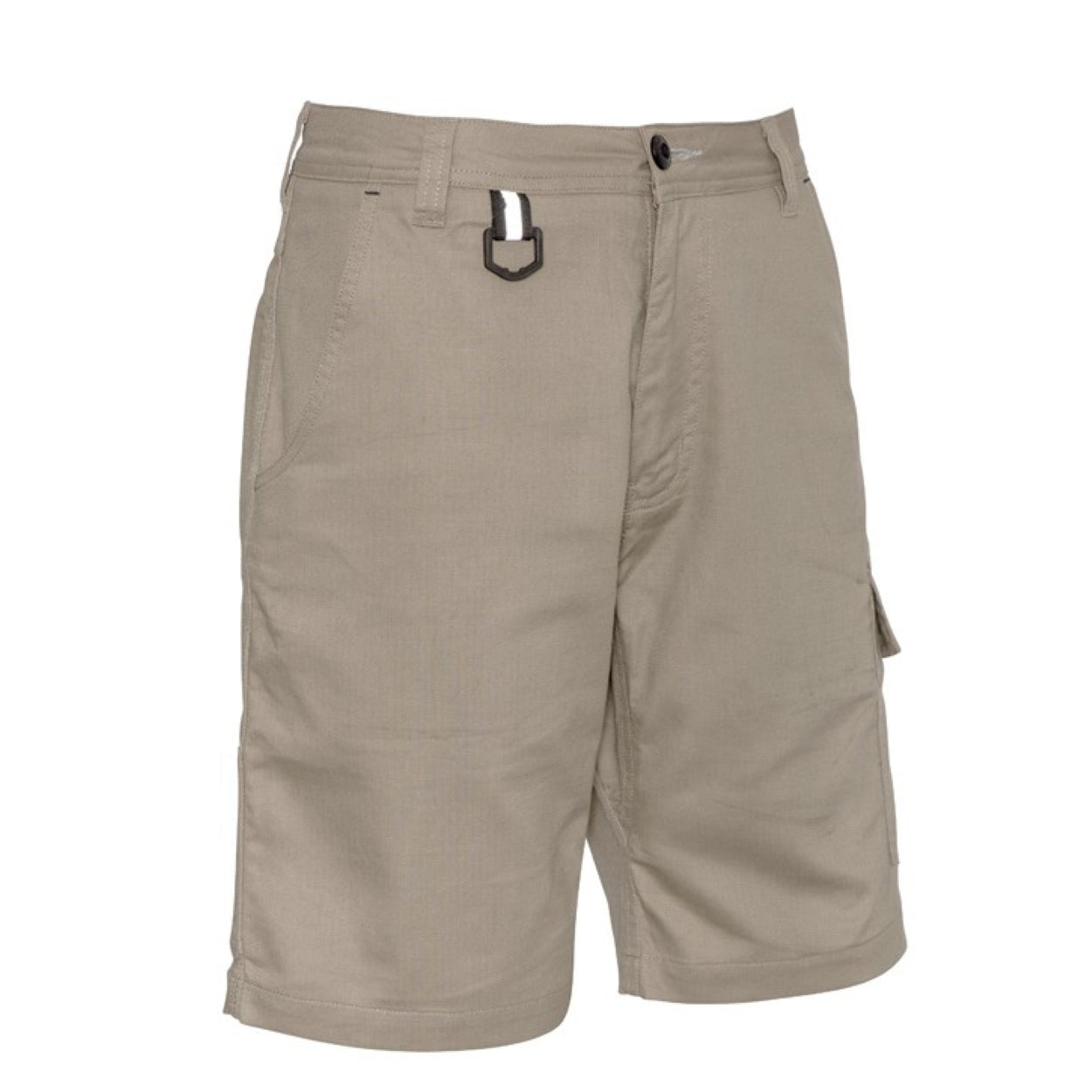 Khaki shorts on a white background