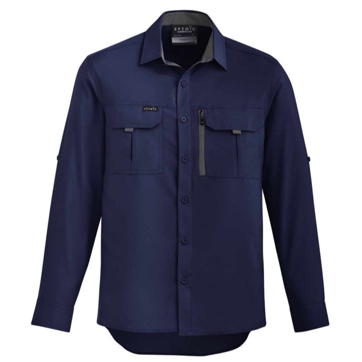 Navy shirt on a white background